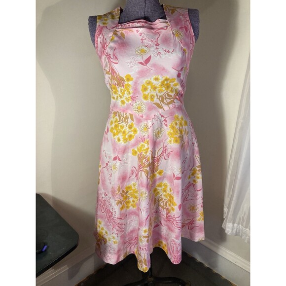 Handmade Dresses & Skirts - CUTE Vintage 1960s Sleeveless Sundress Dress PINK & Floral Mod Flair Skirt